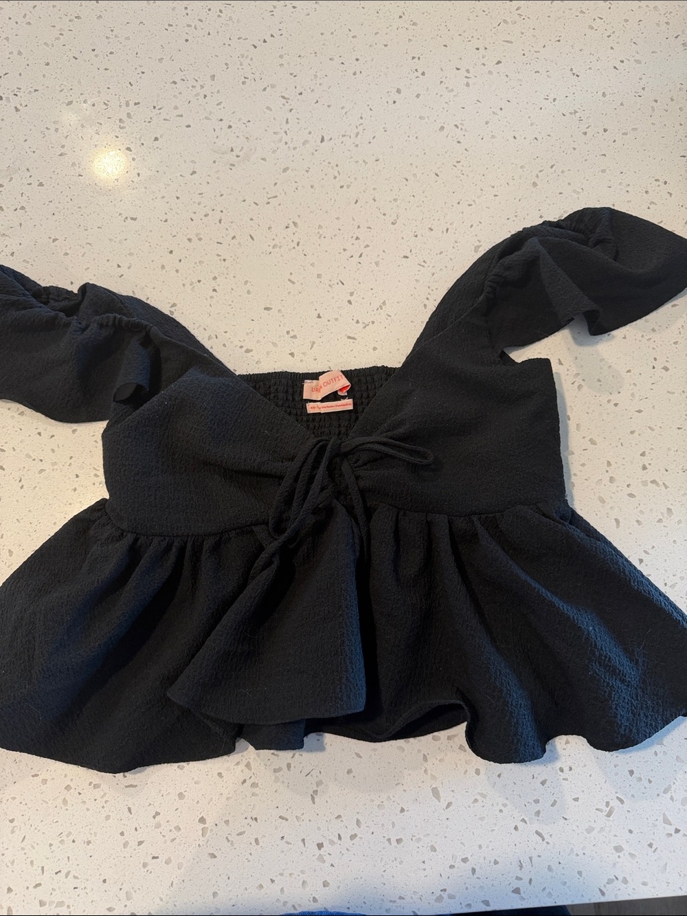 Urban Outfitters Black Peplum Tie-Front Blouse